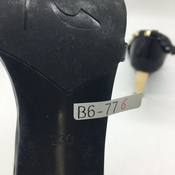 Black Women Ankle Strap Rivets Sandals Open Toe Mid Heels Pumps - Picture 9 of 10